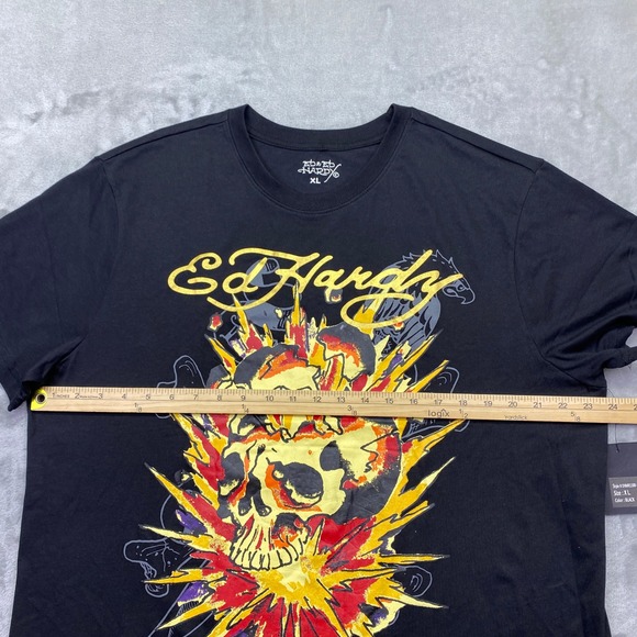 Ed Hardy Mens Skull Explosion Graphic T-Shirt Black XL EHMR1100-28 NWT - Picture 3 of 8